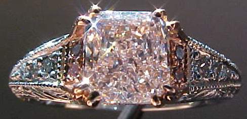 Pink radiant diamond ring