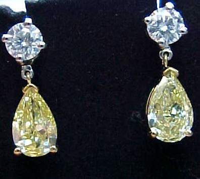 yellow pear drop earrings
