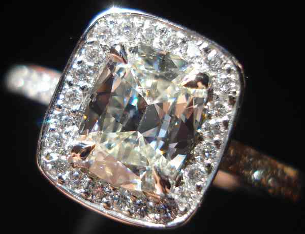 Diamond Ring Special: .75 Cushion Diamond Halo Ring 18kt white gold ...